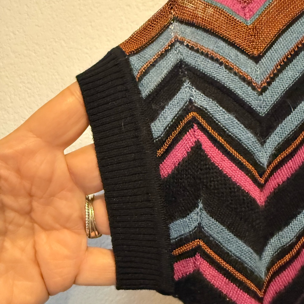 Missoni Multicolor Chevron Knit Sleeveless Sweatshirt - Black, Pink, Blue, Brown - Picture 11 of 15